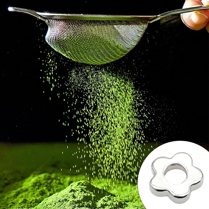 4pcs Matcha Sieve Flower-Shaped Fine Mesh Strainer Matcha Sifter Beads Stainless Steel for Tea Ceremony Kitchen Barista Smooth Clump-Free Powder