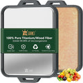 Titanium Cutting Board for Kitchen, Double Sided Pure Titanium & Wood Fiber | Non‑Slip Platinum Silicone Edge, Juice Groove, for Chopping Meat/Vegetables/Fruit Dishwasher Safe, 16"×11"