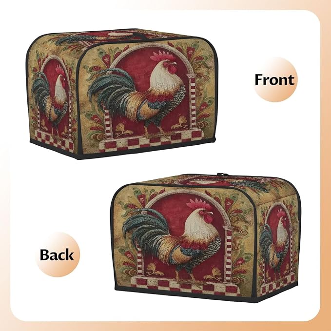 4 Slice Toaster Cover Rooster Vintage Toaster Covers Four Slice Wide Slot Waterproof and Dustproof Covers for Wide Slot Toasters and Small Appliances Kitchen Decor Gifts
