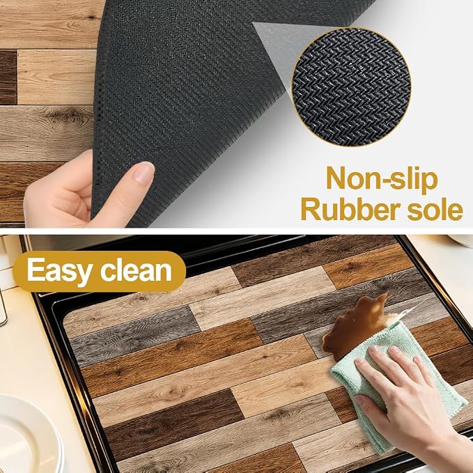 Reclaimed Wood Stove Top Cover for Electric Gas Glass Top Stove | Rustic reclaimed barn wood kitchen decor; non-slip stovetop cover, faux wood noodle board, glass cooktop mat, farmhouse
