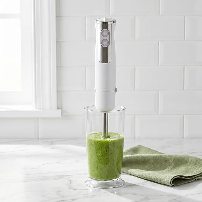 Immersion Blender, Corded Electric Stick Mixer, 1000W Dual-Speed Motor, 12 Adjustable Speeds, Comes with a Measuring Cup, Suitable for Baby Food, Purees, and Soups