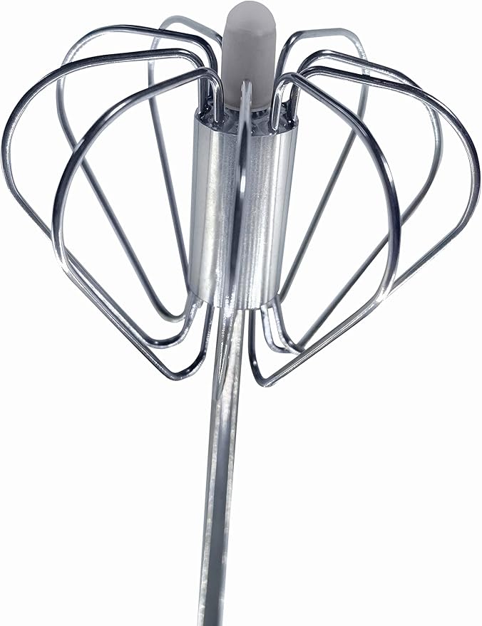 Stainless Steel Push Whisk - Easy to Use Manual Hand Mixer & Plunger Whisk - Make Froth, Foam & Whipped Cream - Semi Auto Egg Beater Plastic Tip Won’t Scratch Pans (2 Pack 10in & 12in) RED