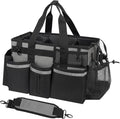 SCAVATA Wearable Cleaning Caddy, Cleaning Caddy Supplies Organizer with Handle & Shoulder Straps for Housekeepers, Under Sink & Car Cleaning Tool Organizers Bag with 4 Foldable Divider (MediumGrey)