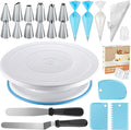 Kootek 71 Cake Decorating Kit Baking Supplies Tools for Beginners & Pros | Cake Stand Turntable, Icing Piping Tips, Disposable Reusable Pastry Bag, Spatulas, Video Tutorial, Pattern Chart