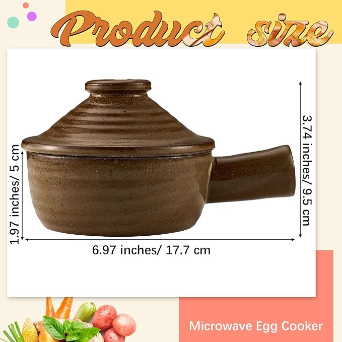 1 Pack Egg Cooker Egg Microwave Cooker with Lid and Hollow Hand Ceramic Microwave Poacher for Household Use and Food Preparation