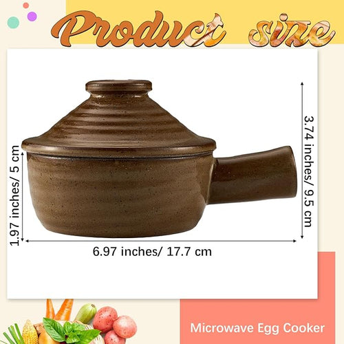 1 Pack Egg Cooker Egg Microwave Cooker with Lid and Hollow Hand Ceramic Microwave Poacher for Household Use and Food Preparation