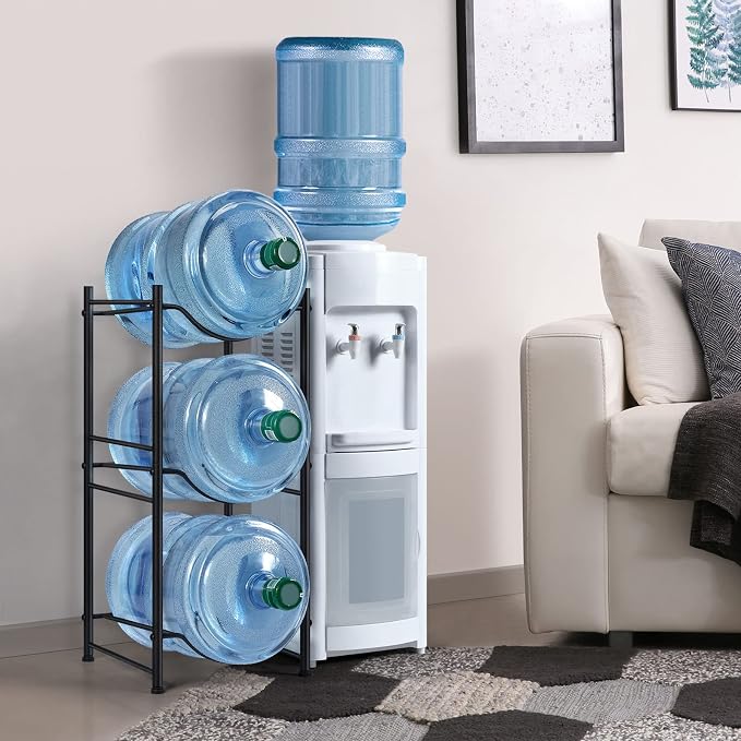 MOOACE 3-Tier Water Jug Rack, 5 Gallon Detachable Water Bottle Holder Organizer Storage Rack, Black