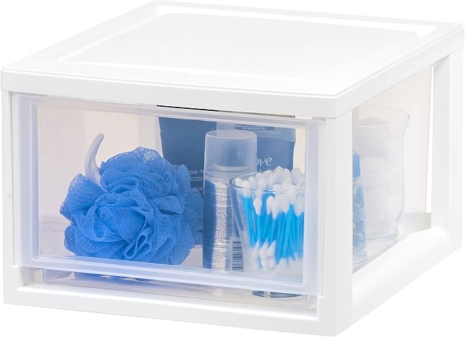 IRIS USA 3-Pack, 14.5 Qt. Stacking Drawer Storage Organizer, White | Store clothing, accessories, pantry items, and household essentials around your home with organized storage solutions