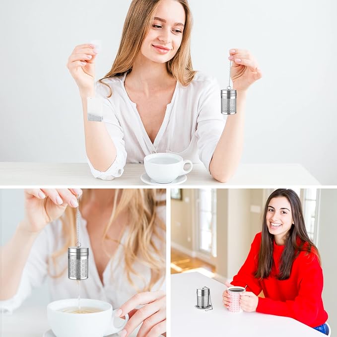 Tea Infusers for Loose Tea, 18/8 Stainless Steel Tea Strainer Set, Extra Fine Mesh Tea Steeper for Brew Tea, Spices & Seasoning | Ideal for loose leaf tea, fine mesh traps all sediment, and dishwasher-safe for easy clean.
