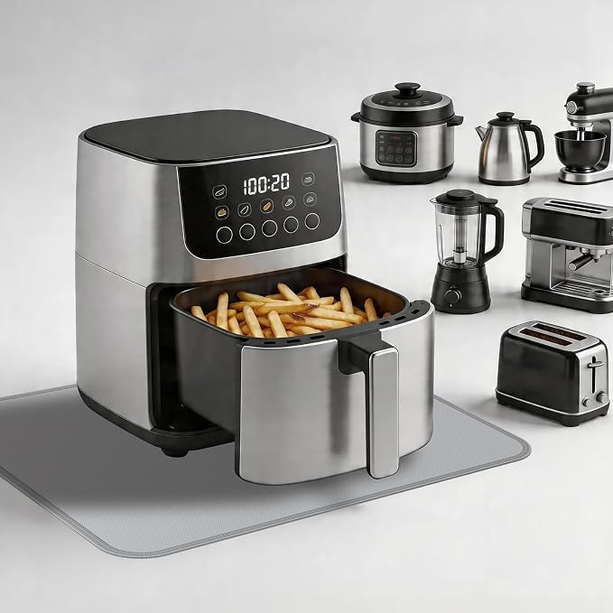 PAWBOSE Heat Resistant Mats for Countertops 16x24 Inch - 2PCS Fireproof Air Fryer Mat, Hot Pad for Ninja, COSORI, Cuisinart, Toaster, Oven & Small Kitchen Appliances - Grey