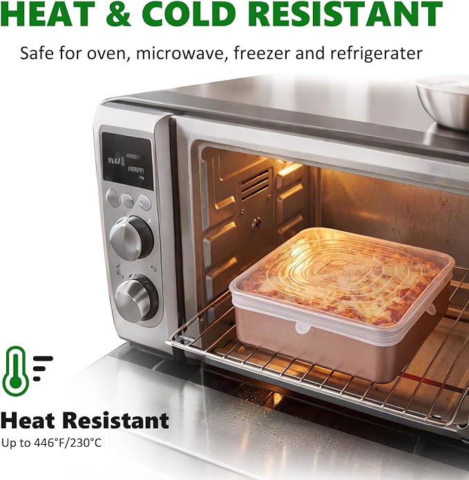2 Pcs 9x9 Inch Silicone Bakeware Lids, Reusable Safe Storage Lids Square Replacement Cover Stretchable for Baking Dishes, Casserole Dishes, Cake Pan, Freezer, Microwave Safe Food Cover