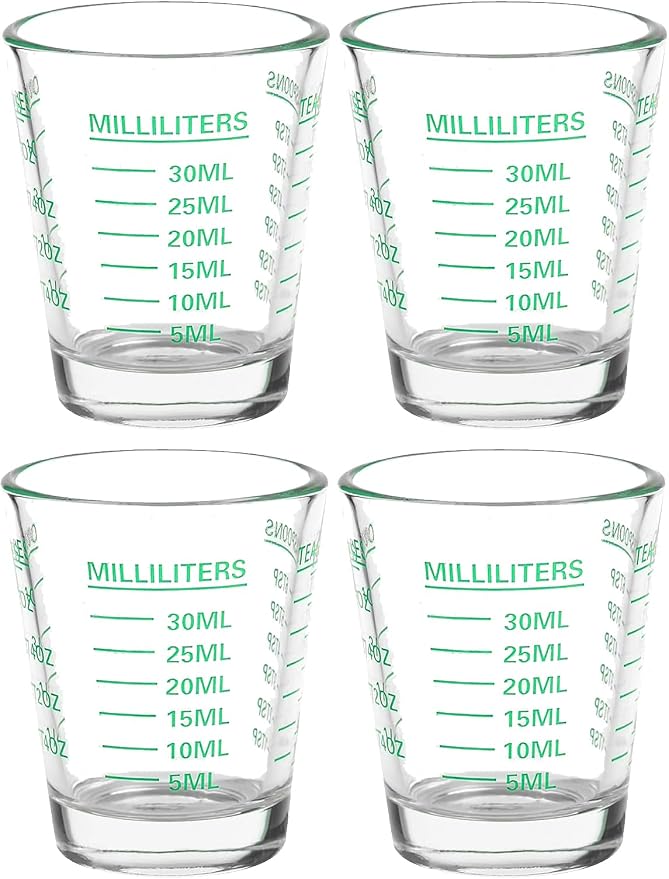 Shot Glass Measuring Cup | Non Fading Set of 4 | Bar Bartender Accessories, Jigger for Bartending