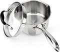 AVACRAFT 2.5 Quart Stainless Steel Saucepan with Glass Strainer Lid | 18/10 Stainless Steel, 5-Ply Capsule Base, Dual Pour Spouts, Induction Compatible, Ergonomic Handle, Dishwasher Safe