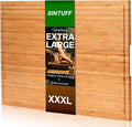 Sintuff 30 x 20'' Extra Large Bamboo Cutting Board Stove Top Cover Cutting Board with Juice Groove and Handle Over the Sink XXXL for Kitchen Serving Cheese Meat Turkey, Pre Oiled