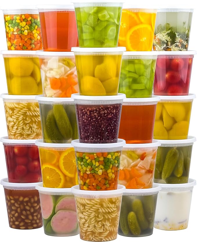 Dealusy 50 Set 24 oz Deli Containers with Lids | Leak-Proof BPA Free Plastic Take Out Bowls, Food Storage Containers for Takeout, Freezer, Microwave & Dishwasher Safe