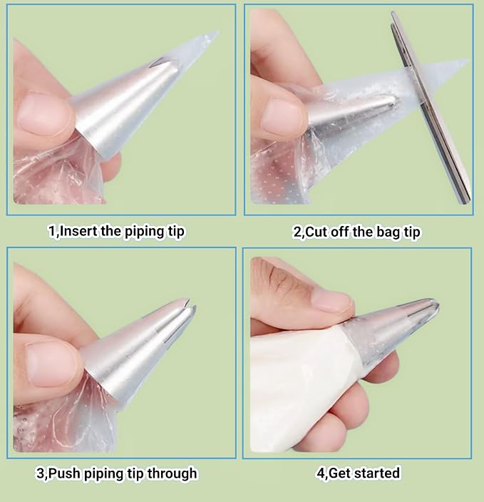 Extra Large Piping Bags 21 Inch,100 Pack Disposable Pastry Bag | Food-grade HDPE, 2L Capacity, Anti-burst Film for Thick froasting, Textured Grip, Easy Knot, Fits All Tips and Couplers