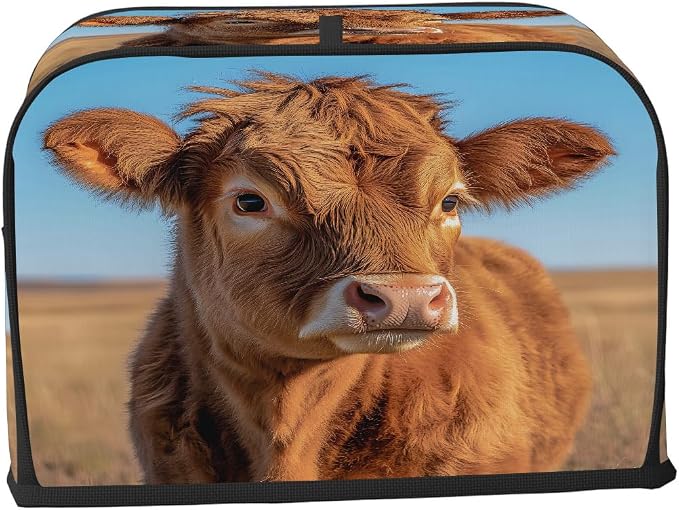 2 Slice Toaster Cover Highland Cattle Cute Cow Toaster Covers Two Slice Wide Slot Waterproof and Dustproof Covers for Wide Slot Toasters and Small Appliances Kitchen Decor Gifts