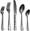 40 Piece Black Silverware Set, Stainless Steel Flatware Cutlery Set Service for 8, Mirror Polished Tableware Eating Utensils Set for Home Kitchen, Include Knife Fork Spoon Set, Dishwasher Safe