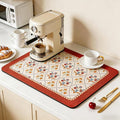 Drying Mat for Kitchen Counter, 20"x16" Coffee Mat Dish Drying Mat | Good water absorption, multiple pattern, anti-slip, easy to clean, coffee bar accessories, bathroom counters, durable