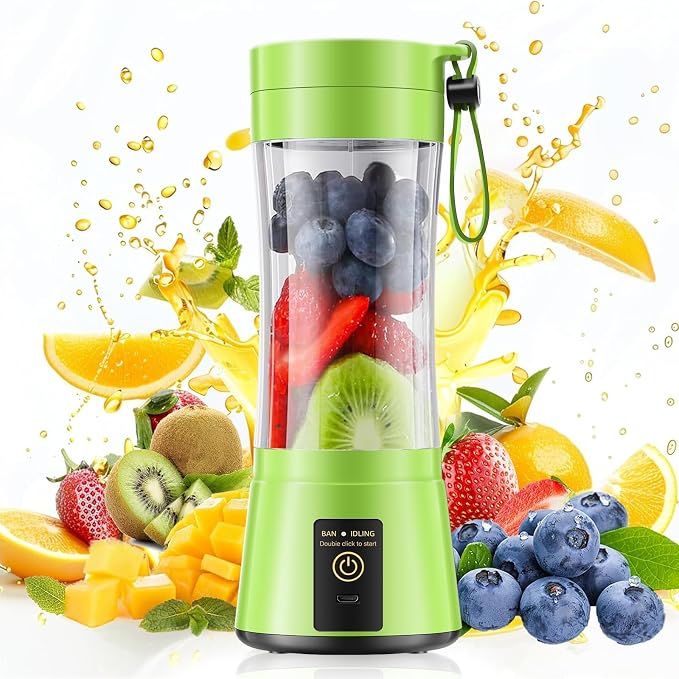 Personal Small Portable Mini Blender - 380ml Smoothie Blender | Portable Blender with Lightweight Juice Cup, Quick Blend, Easy Clean, BPA-Free, Ideal for Fresh Juice for Gym/Travel/Office
