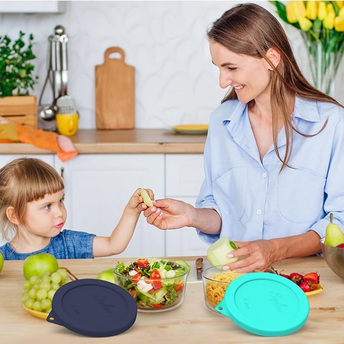 SOPHICO 4 Cup Silicone Lids Replacement for Pyrex & Anchor Hocking 7201-PC | Food Grade Silicone, Leakproof、Airtight Lids, Dishwasher Microwave Safe
