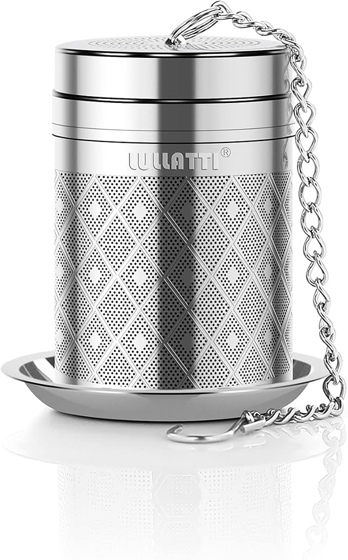 1-Pack 304 Steel Tea Infuser Fine Mesh Diamond with Long Chain | Ideal for loose leaf tea, fine mesh traps all sediment, and dishwasher-safe for easy clean