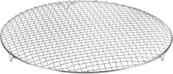 HARFINGTON Round Cooking Rack 16.7-inch 201 Stainless Steel Cross Wire Barbecue Grill Net with 20mm Legs for Cooking Baking Steaming BBQ