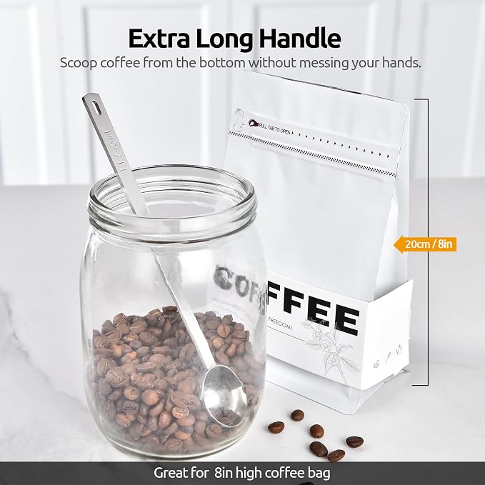 U-Taste Coffee Scoop 1 Tablespoon: 18/8 Stainless Steel Measuring Scooper for Ground Coffee, Bean, Powder, Espresso, 6.9in Long Handle Metal Meaure Spoon for Canister, Jar (1Tbsp/15ml, Silver) | 18/8 Stainless Steel Tablespoon Scoop, Long Metal Coffee ...