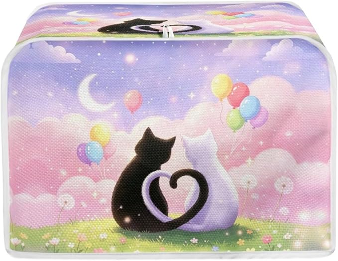 Cute Cat Print Toaster Cover Cloud Moon Print Toaster Dust Covers Fingerprint Washable Microwave Oven Cover for Kitchen
