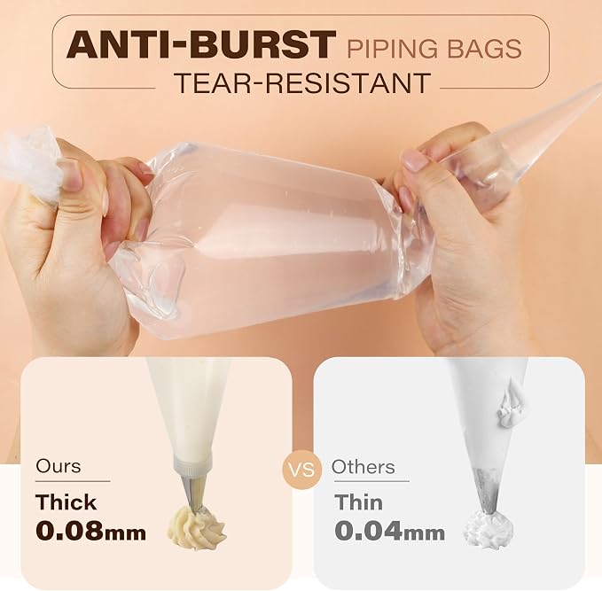 LotFancy 18 Inch Piping Bags, 100PCS Thickened Disposable Pastry Bags | With 5 Clips, Anti-Burst Icing Bags for Cream Frosting, Cake & Cookie Decorating Supplies