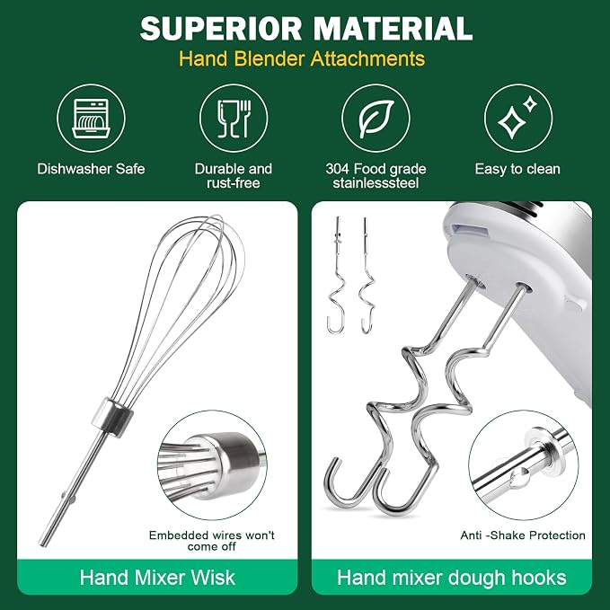 Hand Mixer Beaters Blender For KitchenAid & Mixer Dough Hooks | Hand Mixers Whisk Attachment KHMPW Stainless Steel Egg Beater/Whisk Attachment for Kitchen Hand Mixer Accessories,3PCS