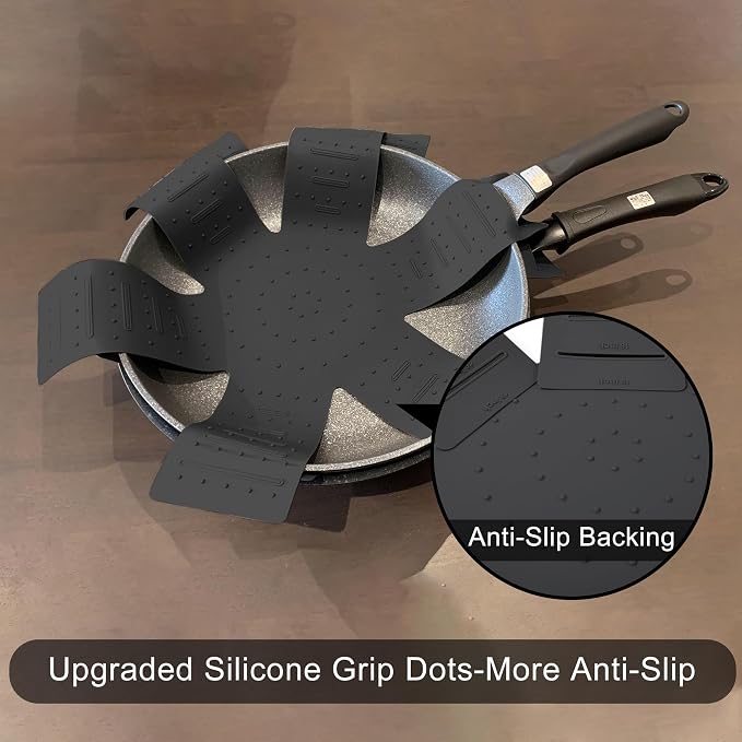 Pot & Pan Protectors - Silicone Pan Protectors for Stacking 3 Piece Black | Cookware protector pad, stacking pan protector; opening/fixing design separators pots and pans, nonstick cookware divider
