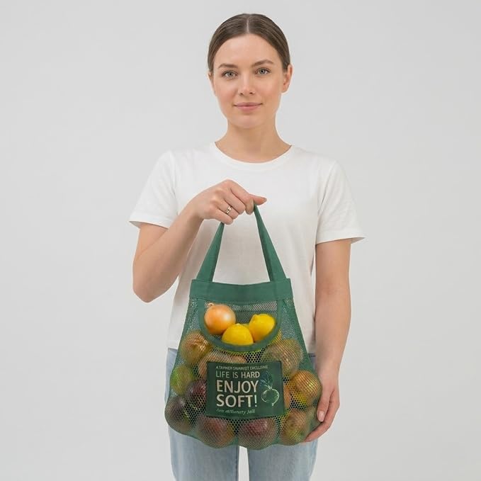 Reusable Hanging Storage Mesh Bags, Blue, 2 Bags