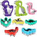 Dinosaur Cookie Cutters Set - Stainless Steel Shaped Cookie Candy Food Cutters Molds for DIY, Kitchen, Baking, Kids Dinosaur Theme Birthday Party Supplies Favors (8pack)