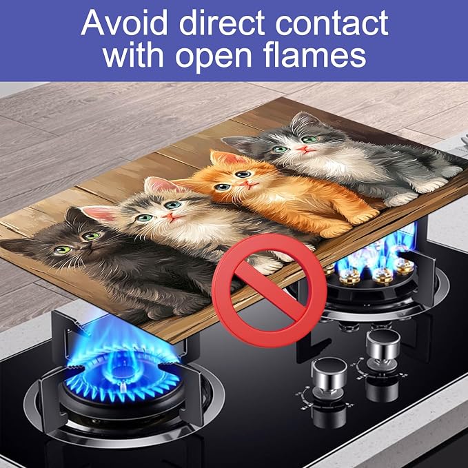 HOMETITUTE Four Cute Cats Stove Top Cover 28x20 Diatomite Mat