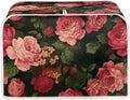 Flower Peony Toaster Cover - 2 Slide Wide Slot Small Appliance Decoration Accessory, Dustproof Bakeware Cover, Red