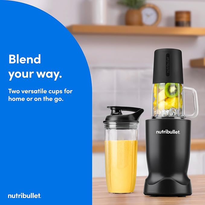 nutribullet Turbo Tumbler Edition, Personal Blender For Smoothies & Frozen Drinks, 24 Ounce Tumbler with boot, 32 Ounce Cup, Travel & To-Go Lids, 1000 Watt, Matte Black, NB30400AK