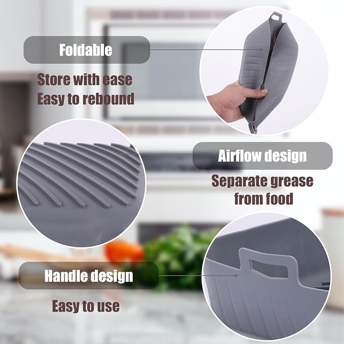 Golden Associate Silicone Liners Square for 8 to 8.5 inch Air Fryer, 4 Pcs | Non-stick, Food-grade, Reusable, Silicone Basket, Baking Tray, Airfryer Accessories