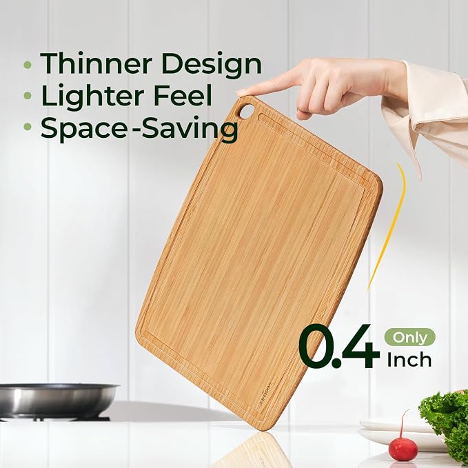 Keechee Dishwasher Safe Bamboo Cutting Boards Durable Lightweight Wood Cutting Board for Busy Kitchen, Easy Clean Wooden Chopping Boards with Juice Groove Set of 3 (L+M+S)