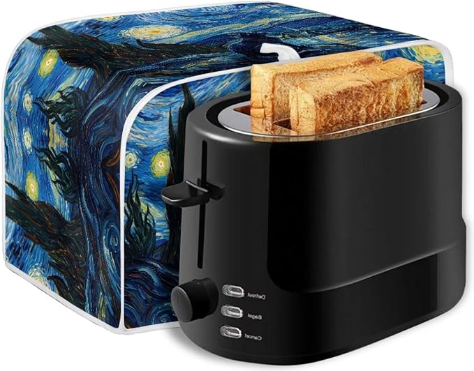 Cat Print Toaster Cover Starry Night Print Bread Maker Machine Covers Anti Fingerprint Toaster Cover Fits Most Standard 2 Slice Toasters