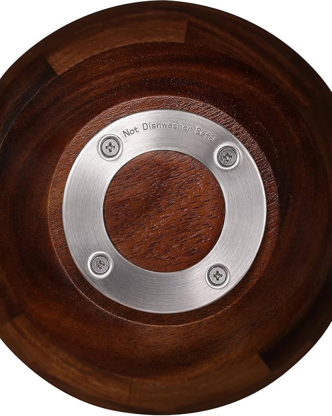 Premium Solid Walnut Wood Mixing Bowl, Compatible with KitchenAid 4.5 & 5 QT Tilt-Head Stand Mixer, Wooden Mixing Bowls for Mixer with Stainless Steel Locking Base, A Thoughtful Gift for Mixer Owners