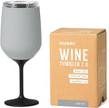Huski Wine Tumbler 2.0 | NEW | Award-winning Design with Detachable Stem | Premium Stainless Steel Wine Glass with Lid | Triple Insulated Tumbler | 12oz Capacity | Great Gift (Stone Grey)