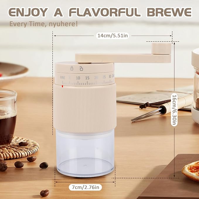 Manual Coffee Grinder with 95 Ceramic Conical Burr, 35 Adjustable Grind Settings, Portable Coffee Mill for Espresso, Pour Over & French Press, Camping & Home