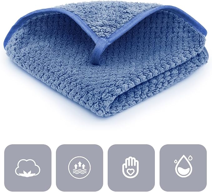 MaopaoBeauty 6 Pack Washcloth Set Towels - Quick Drying & Absorbent Microfiber Gym Towels 13x13 inches - Lightweight & Thin Yoga Towels - Multi-Purpose Camping Towels for SPA, Hotel & Bathroom, Blue