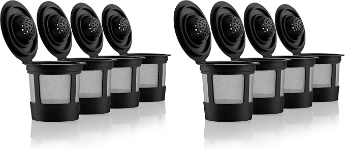 4 Black Reusable K Cups for Keurig Coffee Makers - Compatible with K-Express, K-Elite, K-Select, K-Classic, K-Mini, K-Compact (Pack of 2)