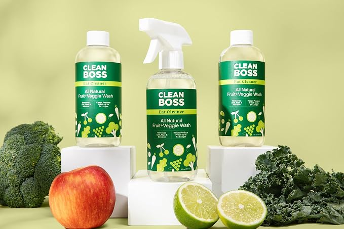 CleanBoss - Eat Cleaner, 12 oz (3 Pack) with one Trigger - Keeps Produce Fresh, Vegan, Gluten Free | Removes Harmful Residue and Parasites - Keeps Produce Fresh Up to 5X Longer - Includes One Trigger - Vegan, Gluten Free