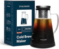 OVALWARE Airtight Cold Brew Coffee Maker with Tea Infuser & Spout 1.0L/34oz | Borosilicate Cold Brew Coffee & Iced Tea Maker with Removable Strainer & Spout | Ideal for Home Baristas & Tea Enthusiasts