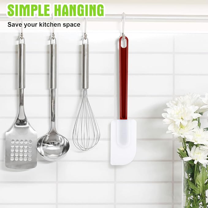 Meekoo 5 Pcs 14 Inch Rubber Spatula 500℉ High Heat Resistant Spatulas | Silicone Spatulas, for Baking Kitchen Cooking, Commercial Food Bpa Free Grade Non Stick Dishwasher Safe, Brown Red