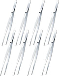 Yaomiao 8 Packs 8 Inch Bar Tweezers Silver Cocktail Tongs Long Garnish Tweezers Stainless Steel Bartender Kitchen Cooking Tongs for Cocktail Food Fruit Korean BBQ Bartender Chef, Multi-use