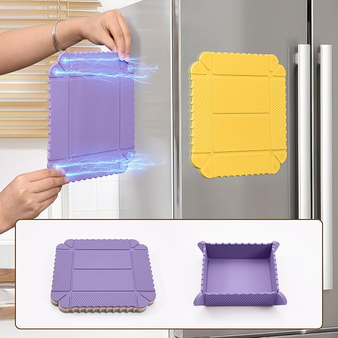 Magnetic Silicone Trivet Mat - Heat Resistant Hot Pad for Hot Dishes, Pots & Pans, Non-Slip Table & Countertop Protector (2, Purple)